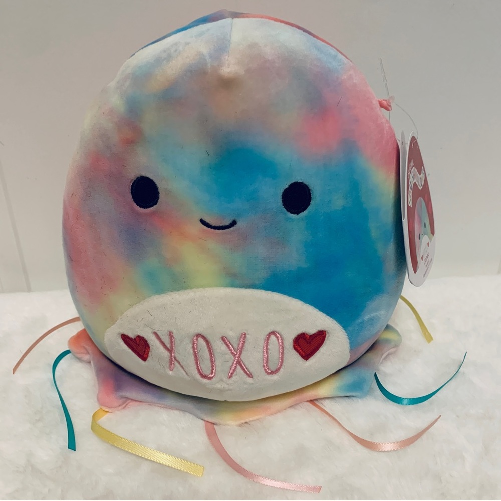 Squishmallow Janet Jellyfish, Valentine ♥️, Rainbow Tie Dye 8” New